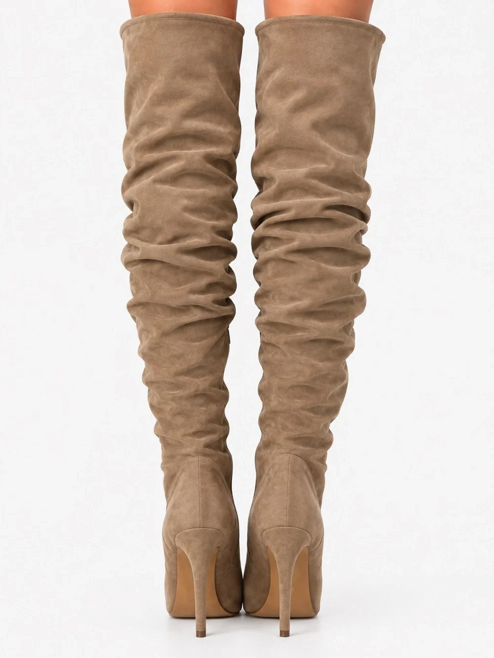 Story-101 Taupe Suede Over-the-Knee Platform Boots Size 6